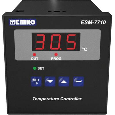 A digital temperature controller ESM-7710 displays 30.5 degrees Celsius on an LED display. Beneath it, control buttons are visible.