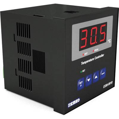 'Temperature controller with digital display showing 30.5 degrees Celsius. Black casing, blue control buttons.'