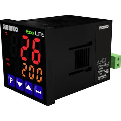 A black temperature controller by Emko displays the number '26' on an LED display, with curved buttons visible below.