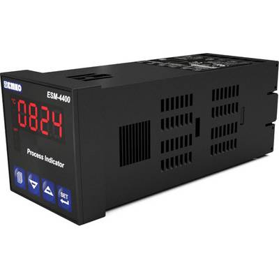 Black temperature indicator with red digital display '0824 °C', blue buttons at the bottom, marked 'Process Indicator'.