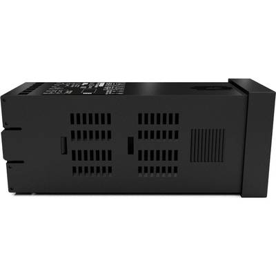Black electronic device with ventilation slots on the side, possibly a transformer or a power supply unit.