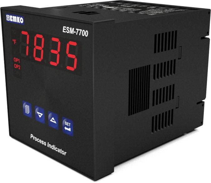 Black device with digital display shows '7835'. On the front panel are controls and the inscription 'Process Indicator'.