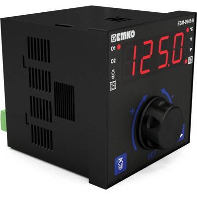 Black temperature controller shows 125.0°C. Knob and digital display on the front, with symbols for temperature and settings functions.