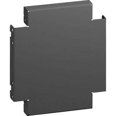 A rectangular, grey metal cover with protruding side panels, potentially part of an electrical or mechanical installation.