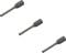 Three grey wire end ferrules on a white background. They are made of metal and have a cylindrical shape with a wider cap.