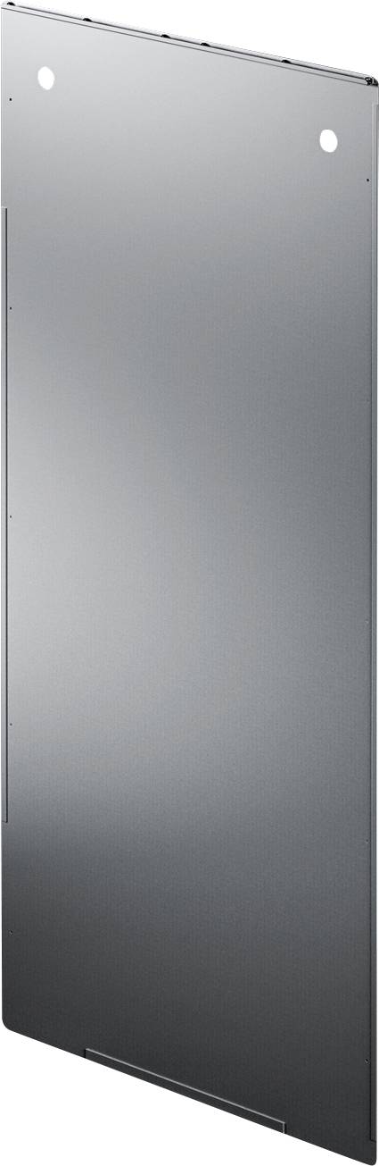 Metallic wall cladding with a smooth surface, rectangular, vertically oriented, with two mounting holes at the top.