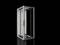 A blank server rack, silver-coloured, with an open front view, against a black background. Suitable for IT and network equipment.