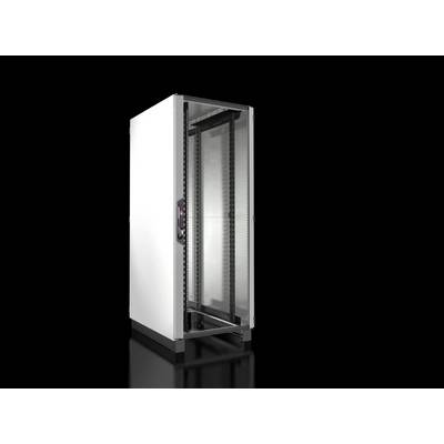 A white IT rack cabinet with a glass door on a black background, suitable for housing servers or network equipment.
