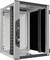 A free-standing metal server rack with a glass door, suitable for installing network equipment.