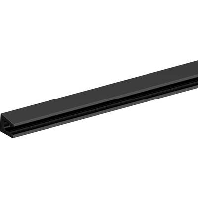 A long, black rectangular bar with a groove running along one side.