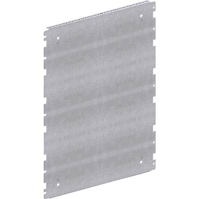 Metal plate with punched holes along the edges, potentially suitable for fastening or mounting.