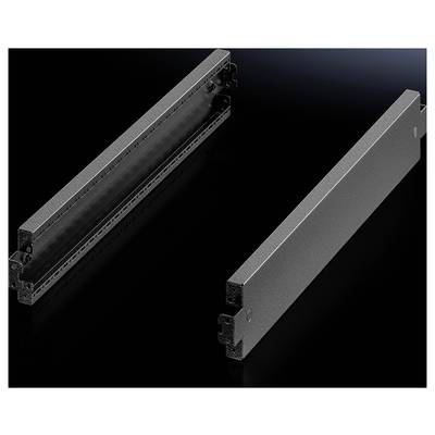 Two black metal profiles with side mountings, shown against a dark background. Suitable for shelving structures.