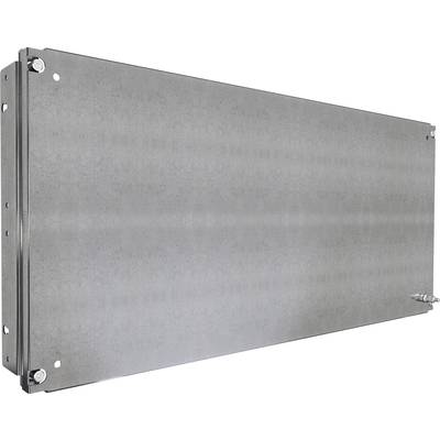 Silver metal plate with four fixing holes at the corners.