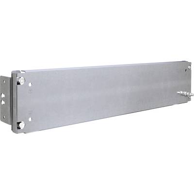 Metallic rectangular component with screw holes at the corners and a valve connection on the right side. Purpose uncertain.