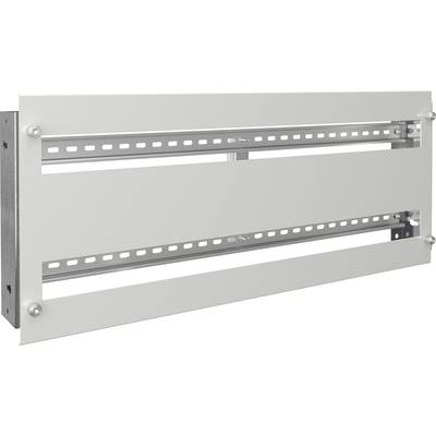 Metal frame for wall mounting, with horizontal metal rails for securing devices or components.