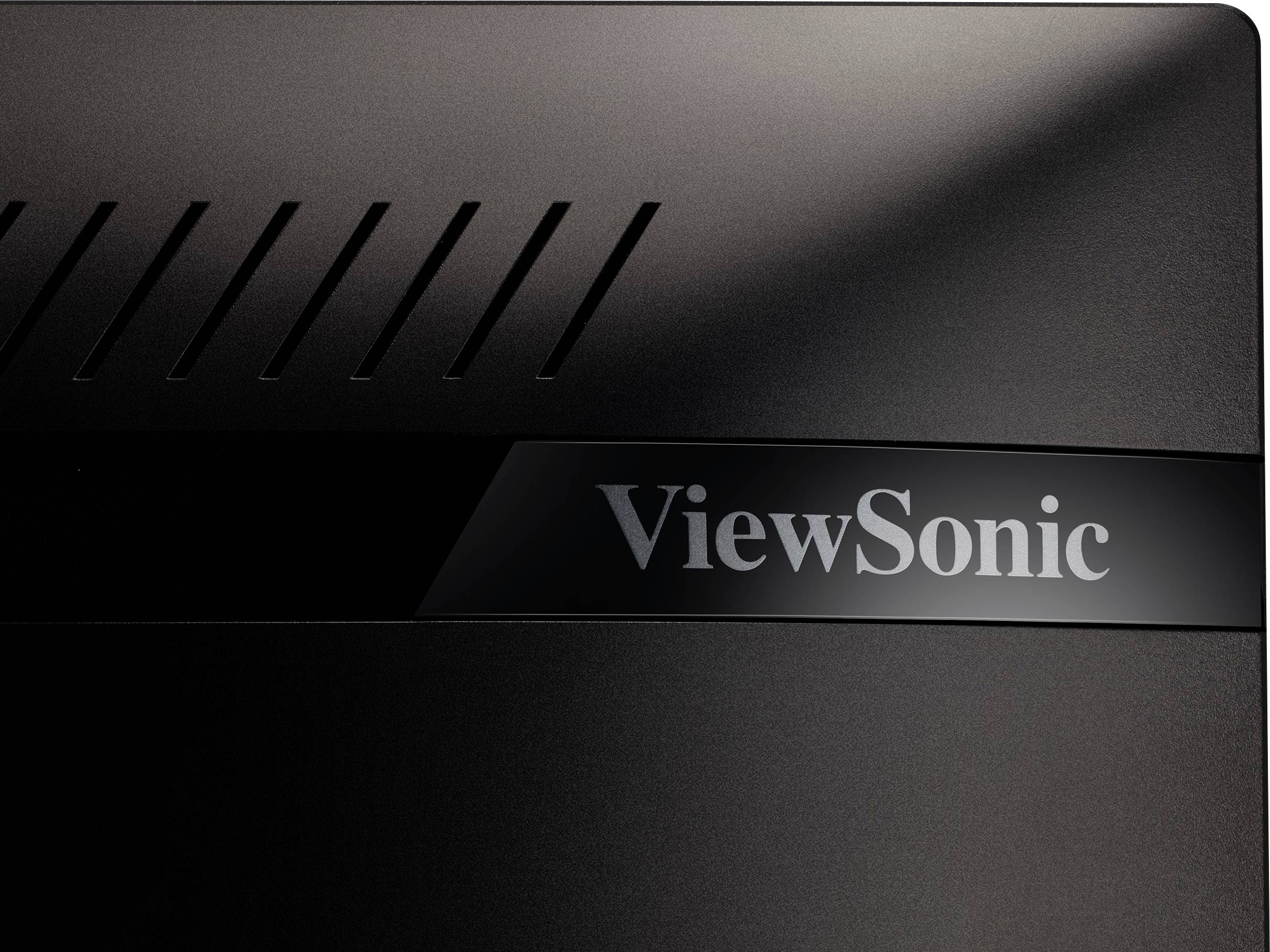 A black screen with the brand name 'ViewSonic' in glossy lettering on the right side.