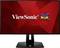 A computer monitor displays the 'ViewSonic' logo on a red geometric background. Three colourful birds are depicted on the right.
