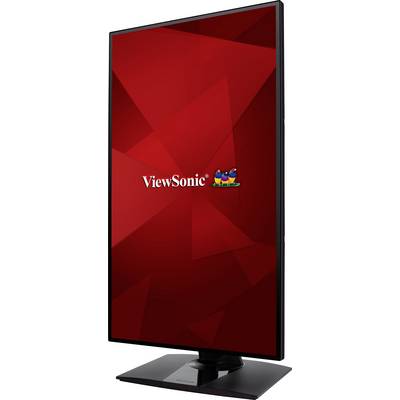 A red screen with the 'ViewSonic' logo in the centre, displaying a clear arrangement of geometric shapes in the background.