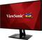 A computer monitor with a red background displays the 'ViewSonic' logo and images of three colourful birds on the screen.