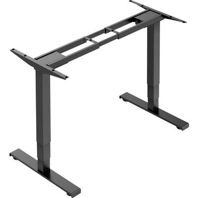 Height-adjustable table frame in black, suitable for ergonomic sit-stand desks. Sturdy and modern in design.