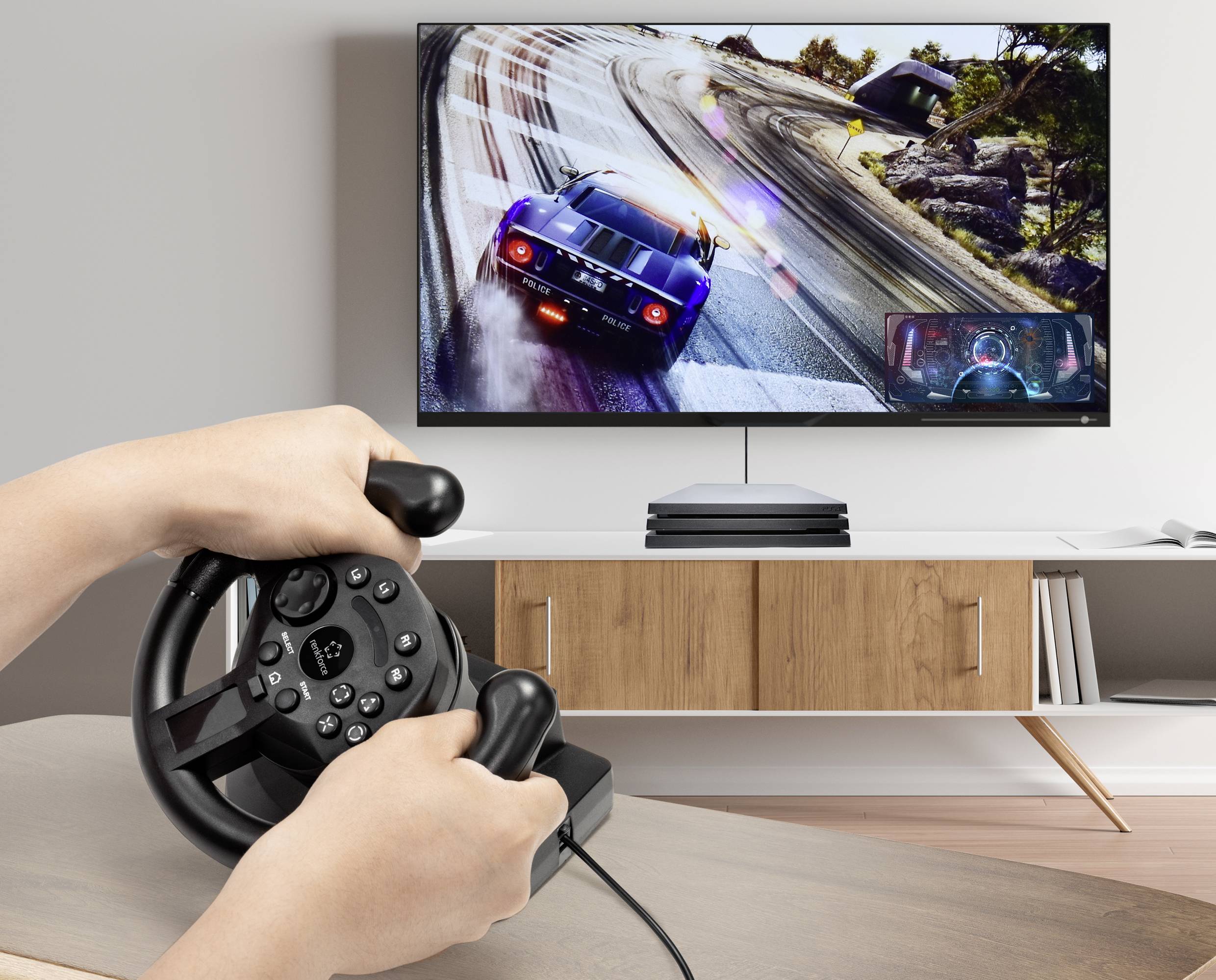 Renkforce RFGW200 Steering wheel USB PC, PlayStation 3 Black incl