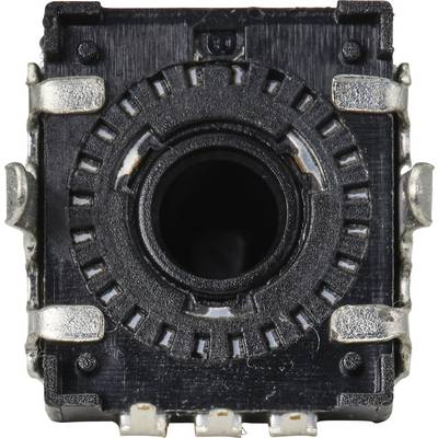 A black and silver cylindrical component, likely part of an electronic or mechanical device, in close-up.