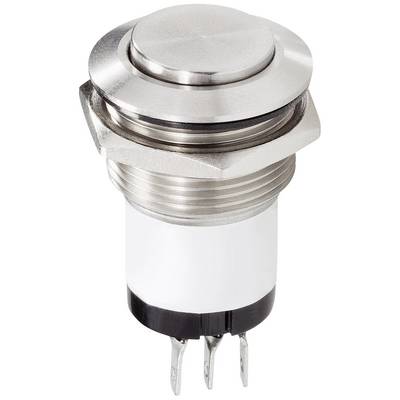 A metallic push button with threading, suitable for electrical connections, shown against a white background.