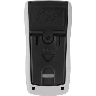 The back of a remote control with a battery compartment and a safety warning.