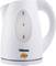 A white kettle with brand logo, scale for 0.5 to 1.5 litre fill level indicator.
