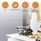 'Electric grill with movable lid and 28 x 19 cm surface area, cable storage, power and standby indicator. Sandwiches on the grill.'