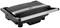 A black electric grill with metal handles on both sides, suitable for grilling sandwiches or meat.