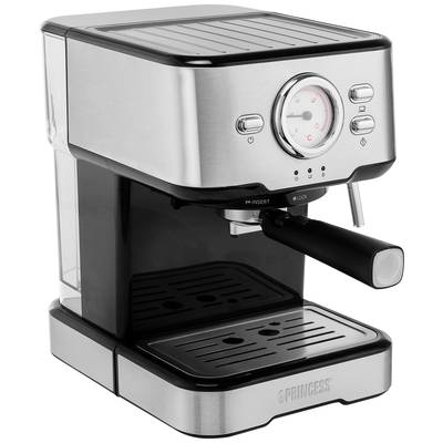 Princess  01.249412.01.001 Capsule coffee machine Stainless steel, Black incl. frother nozzle, incl. pressure brew unit,