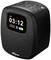 A black alarm clock displays 03:12. The screen offers functions such as 'Sound Soother', Bluetooth and DAB+. Buttons are located on the top.