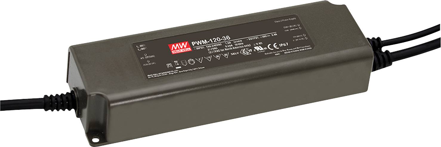 MW Mean Well PWM-120-24BLE LED driver Constant voltage 120 W 5 A 24 V DC dimmable, Suitable for flammable surfaces, Approved for use on furniture, Outdoor, PFC