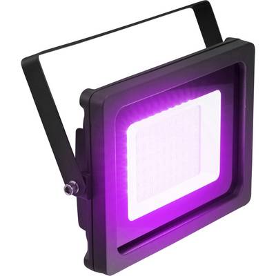 Black LED spotlight with violet light, typical for accent or stage lighting in indoor or outdoor areas.