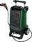 A portable Bosch pressure washer in a green and black design with wheels, hose and gun, suitable for outdoor cleaning tasks.