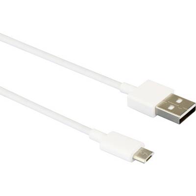 A white USB cable with a standard USB plug at one end and a micro-USB plug at the other end.