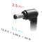 'Close-up of a DC plug with dimensions of 2.5 mm internal and 5.5 mm external. Labelled: 12.0 V, 5.00 A, 60 W.'