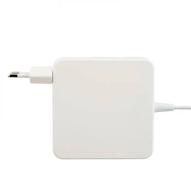 White laptop power adapter with integrated power cable and plug, typical of Apple notebooks.