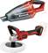 Einhell cordless vacuum cleaner and polishing machine, both wireless, in red and black. The vacuum cleaner has an ergonomic handle.