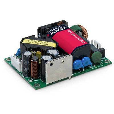 Circuit board with electronic components, including a large red capacitor labelled 'Traco Power', inductors and chips.