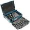 Spanner and socket set in an open, stackable case, with various sizes and accessories.