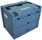 Blue toolbox with multiple drawers, brand name visible at the top. Ideal for storing and transporting tools.