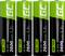 Four rechargeable AA batteries, each 2600 mAh, 1.2V. Brand name 'GC'. Black and green design.