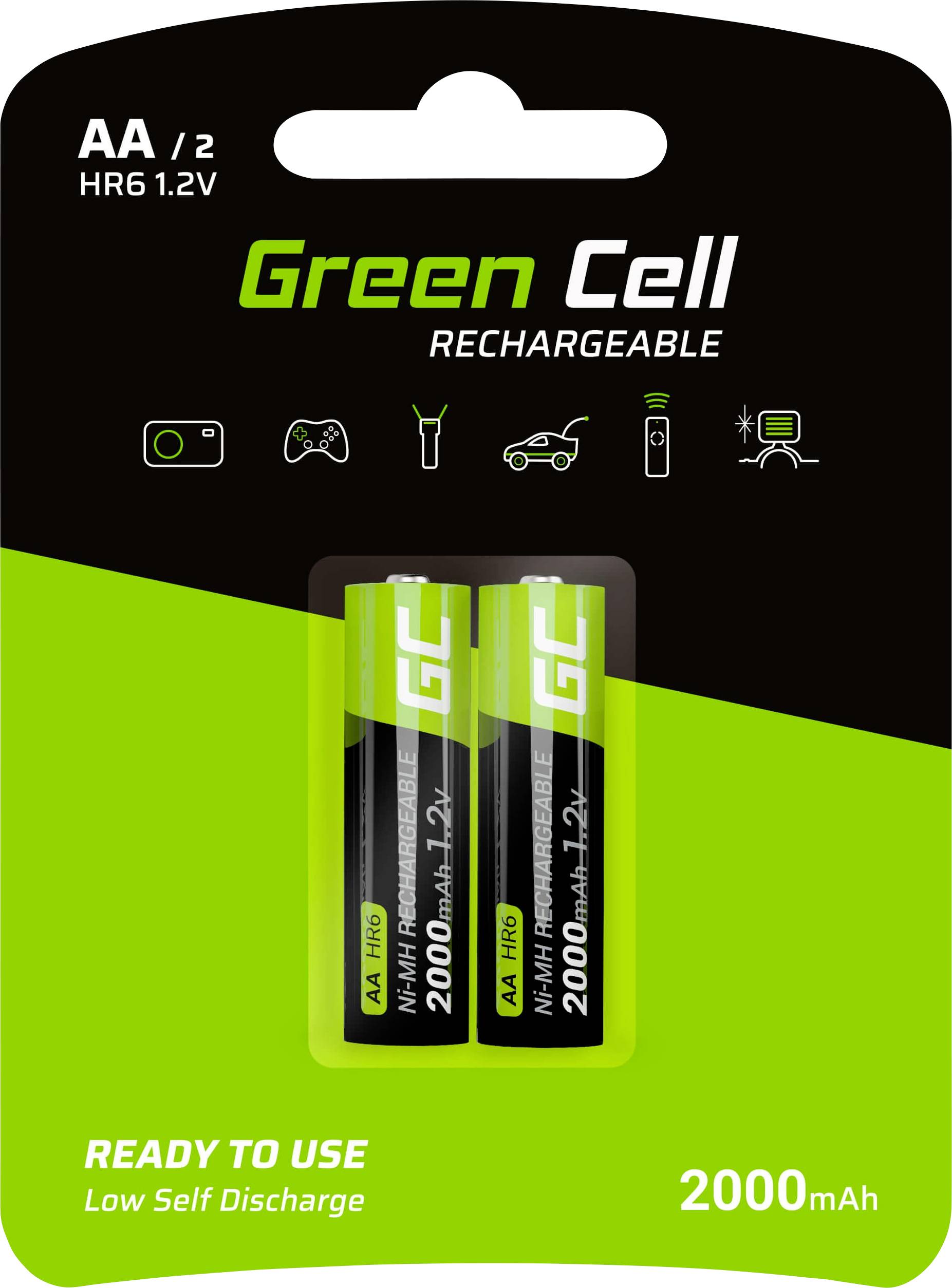 Green Cell HR6 AA Battery Rechargeable NiMH 2000 MAh 1 2 V 2 Pc S Conrad Com