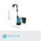 Gardena water pump, 60 cm tall, with blue casing and black handle. Dimensions: 60 cm high, 14 cm wide. Weight: 2.3 kg.