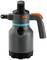 Grey spray painter with black and orange handle, black spray nozzle, and blue decorative stripe.