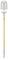 A long wooden rod with a metallic end and a transparent plastic shield on top. Possibly a garden tool.