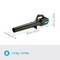 'Image of a portable electric leaf blower. Dimensions: Length 90 cm, Height 24.5 cm. Weight: 1.8 kg.'