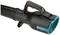 A black garden tool attachment with a turquoise element representing the air outlet. Gardena brand logo visible.